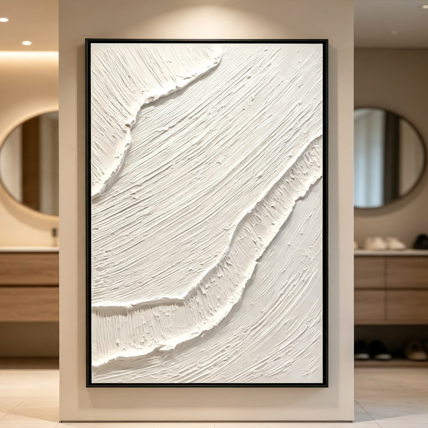 Home Decor White - Peinture à l'huile abstraite 3D à