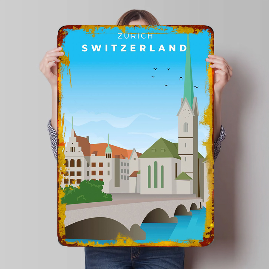 Home Decor Zurich - Zurich suisse paysage urbain métal mur