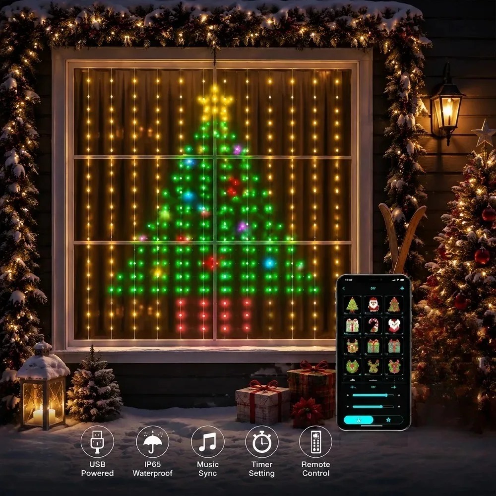 Home Decor Light - Rideaux lumineux à pixels LED, contrôle