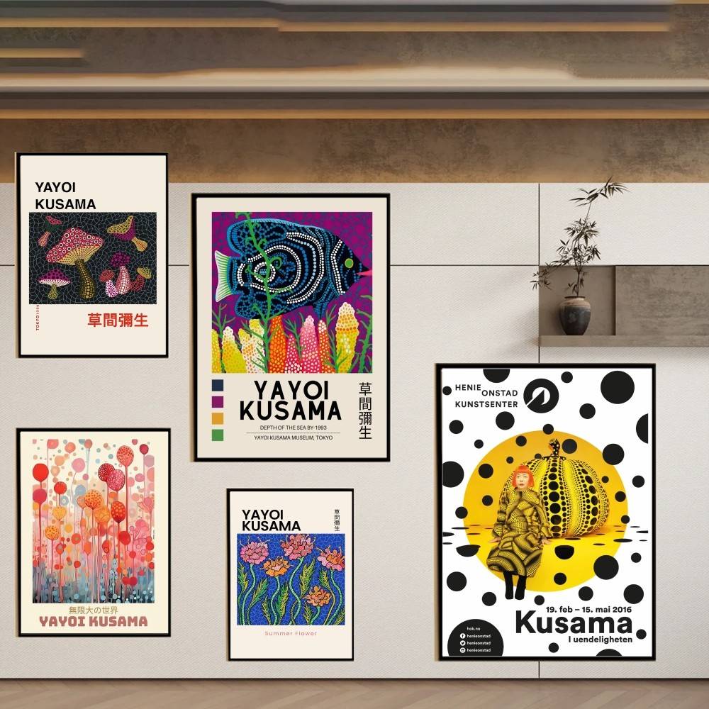 Home Decor Exhibition - Affiche d'exposition Y-Yayoi K-Kusama, affiches autocollantes,